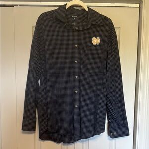 Antigua Blue Casual Button Notre Dame Down Shirt